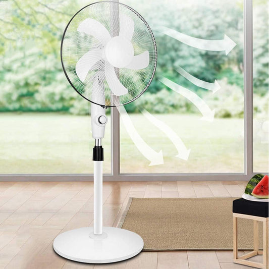 Abanico Solar Recargable de Pedestal 16” -¡Olvídate de los apagones y el calor! 🔋☀️